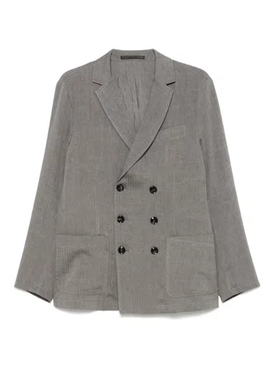 Giorgio Armani Herringbone Blazer In Grey