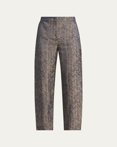Giorgio Armani Herringbone Jacquard Straight-leg Ankle Trousers In Multi