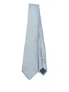 Giorgio Armani Herringbone-pattern Silk Tie In Blue