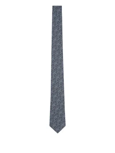 Giorgio Armani Herringbone-pattern Tie In Blue