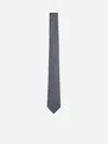 Giorgio Armani Herringbone Print Silk Tie In Black