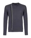 Giorgio Armani Herringbone Striped Magneto Sweater In Black