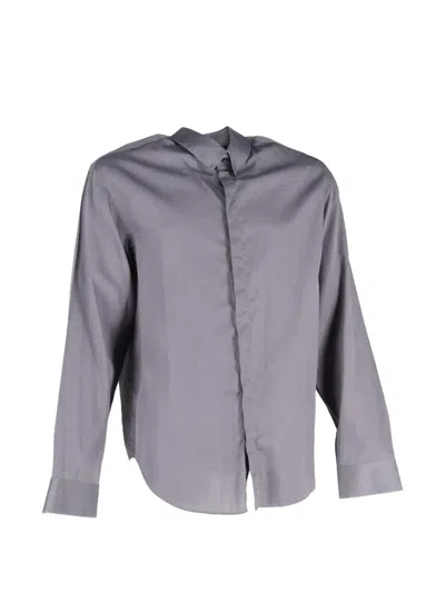 Pre-owned Giorgio Armani Hidden Button Long Sleeve Shirt In Gray