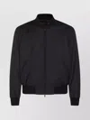Giorgio Armani High Collar Jacket With Ribbed Cuffs And Pockets In Brown