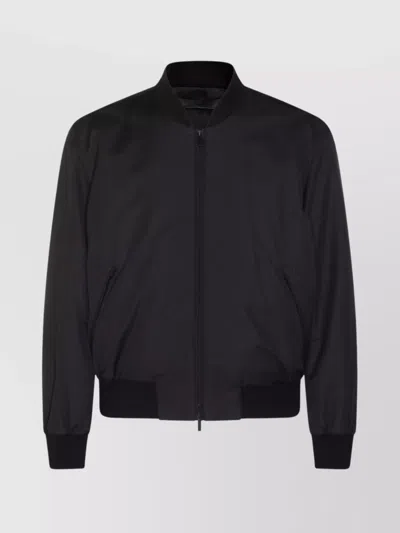 GIORGIO ARMANI HIGH COLLAR JACKET WITH RIBBED CUFFS AND POCKETS