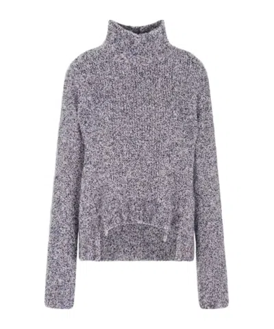 Giorgio Armani High-neck Speckled-knit Sweater In Gray