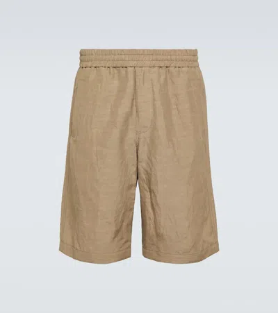 Giorgio Armani High-rise Bermuda Shorts In Beige
