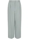Giorgio Armani High-waisted Linen Cropped Trousers In Green
