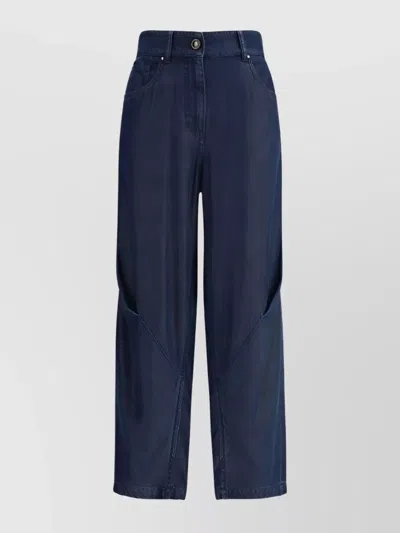 Giorgio Armani High Waist Wide Leg Trousers With Back Pockets In Multicolor