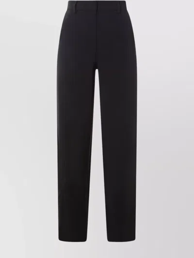 Giorgio Armani High Waist Wide Leg Trousers With Frayed Bottom In Black