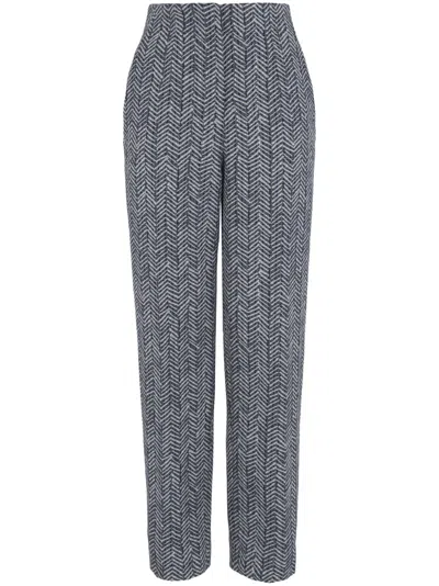 Giorgio Armani High-waisted Chevron Trousers In Blue
