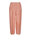 Giorgio Armani High-waisted Cropped Silk Trousers In Pink