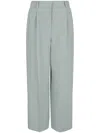 Giorgio Armani High-waisted Linen Cropped Trousers In Green