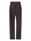 Giorgio Armani High-waisted Tailored Pants With Pleated Front In Brown