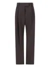 Giorgio Armani High-waisted Tailored Pants With Pleated Front In Brown
