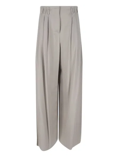 Giorgio Armani High-waisted Wide-leg Trousers With Front Pleats In Grey