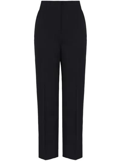 Giorgio Armani High-waisted Wool Trousers In Black