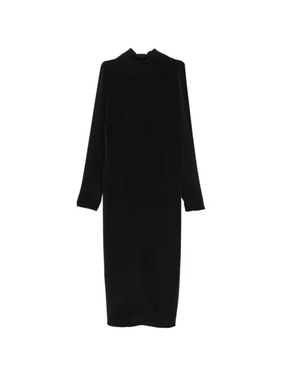 Giorgio Armani High-neck Batwing-sleeve Dress In Black