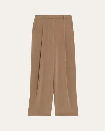 Giorgio Armani High-rise Pleated Straight-leg Trousers In Brown