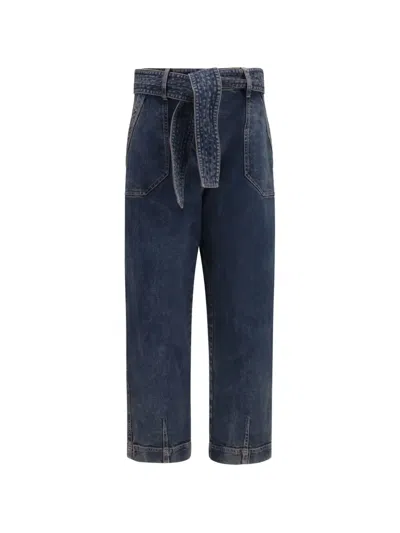 Giorgio Armani High-waisted Belted Jeans In Blue