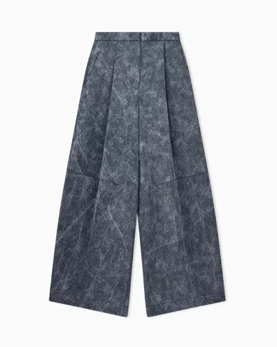 Giorgio Armani High-waisted Pants In Geometric Jacquard Viscose In Gray