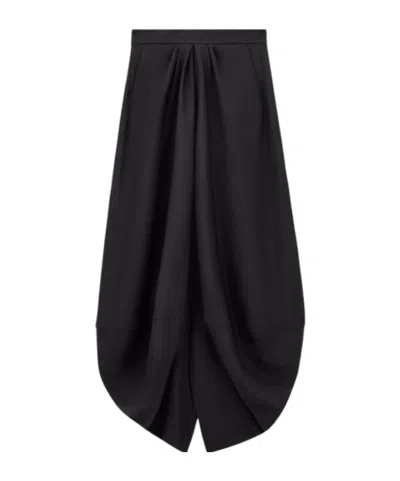 Giorgio Armani High-waisted Skirt In Silk Cady Crêpe With Pleats In Black