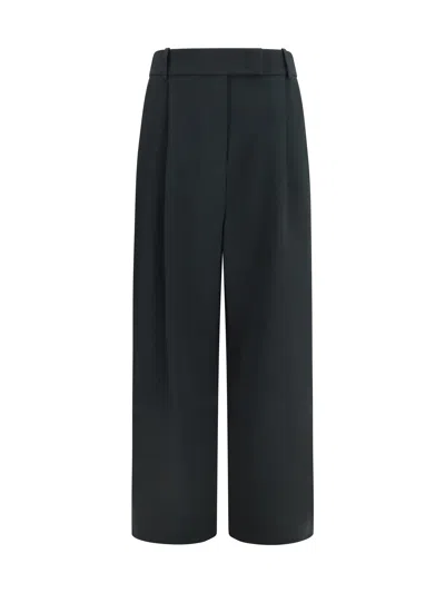Giorgio Armani High-waisted Wide-leg Tailored Silk Trousers In Black