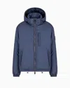 Giorgio Armani Official Store Hooded Blouson With Goose-down Padding Armani Sustainability Values In Navy Blue