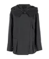 Giorgio Armani Dark Grey Hooded Linen Jacket In Grey