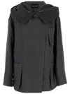 Giorgio Armani Dark Grey Hooded Linen Jacket