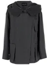 Giorgio Armani Dark Grey Hooded Linen Jacket In Grey