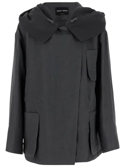 GIORGIO ARMANI GIORGIO ARMANI HOODED LINEN JACKET