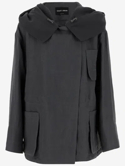 GIORGIO ARMANI HOODED LINEN JACKET