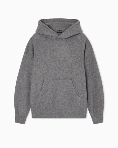 Giorgio Armani Hooded Sweatshirt In Cashmere Fleece In Gray