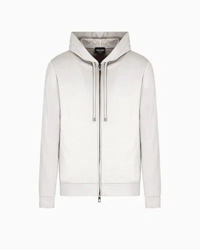 Giorgio Armani Hooded Sweatshirt In Pure Cashmere Cloth In Sand