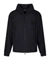 Giorgio Armani Hooded Sweatshirt In Technical Waffle Fabric In Black