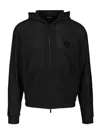 Giorgio Armani Hooded Mesh Texture Elastic Cuffs Jacket In Black