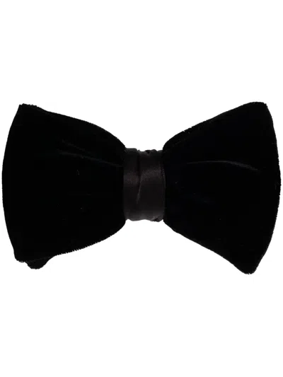 Giorgio Armani Hook-fastening Velvet Bow Tie In Black