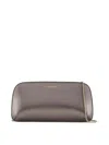 Giorgio Armani Horizontal Clutch The First In Laminated Leather In Gris