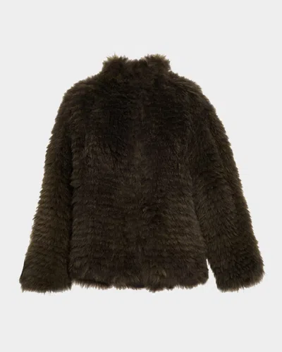 Giorgio Armani Horizontal Goat Shearling Coat In Brown