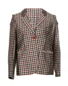 Giorgio Armani Houndstooth Blazer In Multicolor Silk In Multi
