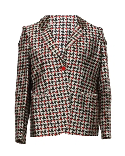 Giorgio Armani Houndstooth Blazer In Multicolor Silk