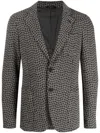 Giorgio Armani Houndstooth-pattern Single-breasted Blazer In Grey