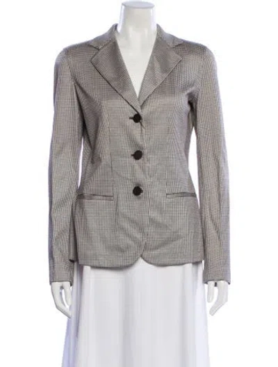 Pre-owned Giorgio Armani Houndstooth Print Blazer In Brown
