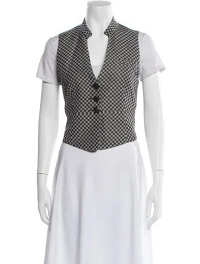 Pre-owned Giorgio Armani Houndstooth Print Vest In Black