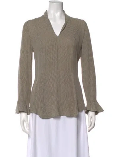 Pre-owned Giorgio Armani Houndstooth Print V-neck Blouse In Neutral