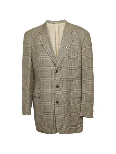 Pre-owned Giorgio Armani Houndstooth-pattern Blazer In Neutral