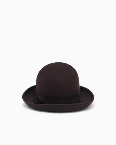 Giorgio Armani Hut Aus Woll-filz In Brown