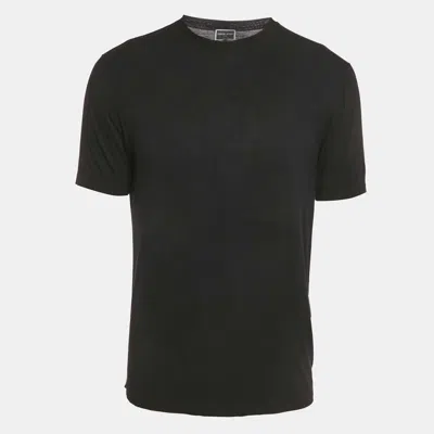 Pre-owned Giorgio Armani Icon Black Jersey Round Neck T-shirt M