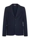 Giorgio Armani Icon Blue Cashmere Jersey Icon Single-breasted Jacket In Blue